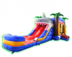 Shark Dual Lane Water Slide & Bounce House Combo