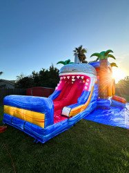 Shark20Dual20Lane20Bump20Stop202 1715064446 Shark Dual Lane Water Slide & Bounce House Combo